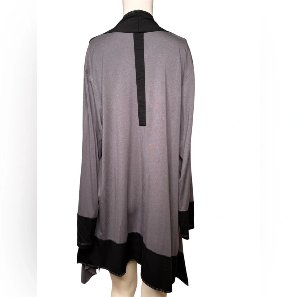 Comfy USA Grey Open Front Knit Cardigan With Contrasting Black Trim Medium - Picture 4 of 6